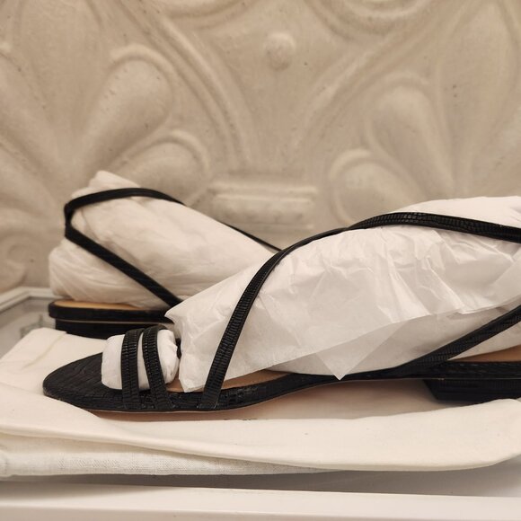 VIA SPIGA Black Croc Calandre Round Toe Leather Slingback Sandals. NIB. Size 9 - Picture 8 of 13